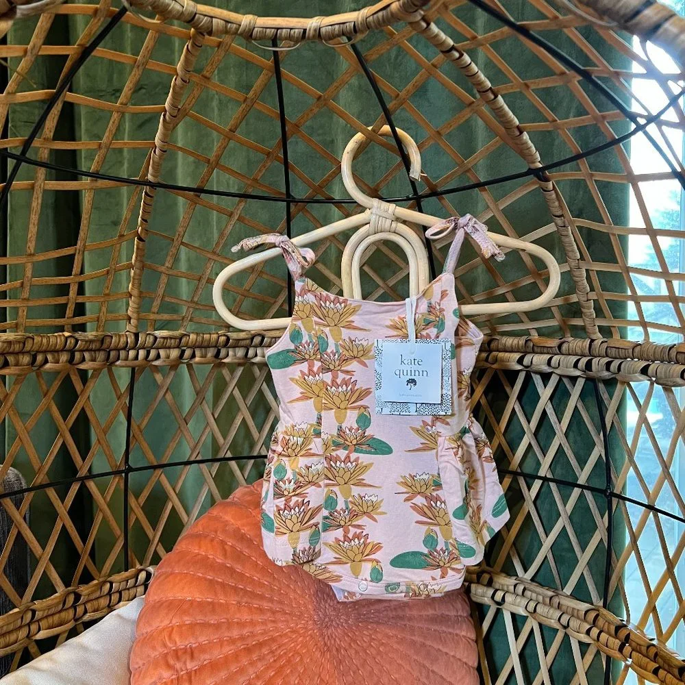 NWT Kate Quinn Lily Floral Spaghetti Tie Strap Ballerina Bubble 0-3 - Picture 2 of 3